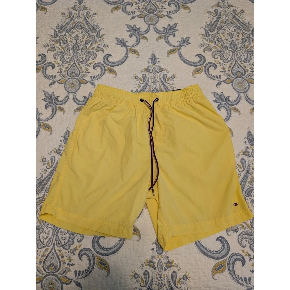Tommy Hilfiger Men's Small Yellow Swim Trunks Drawstring Shorts